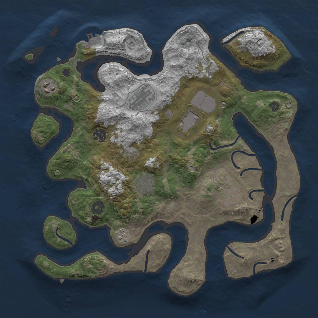 Rust Map: Procedural Map, Size: 3500, Seed: 21832489, 11 Monuments