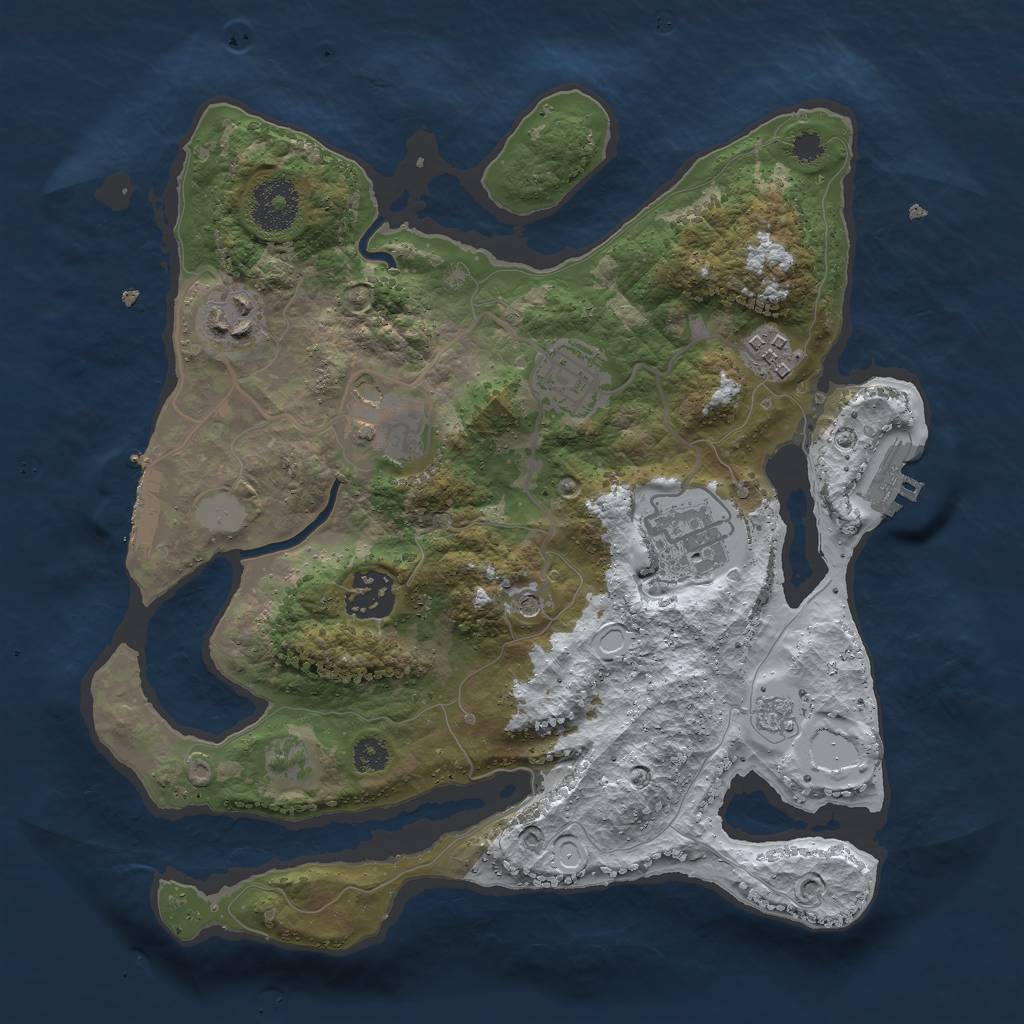 Rust Map: Procedural Map, Size: 3000, Seed: 813134115, 15 Monuments