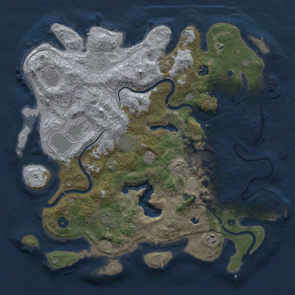 Rust Map: Procedural Map, Size: 4000, Seed: 20984, 14 Monuments