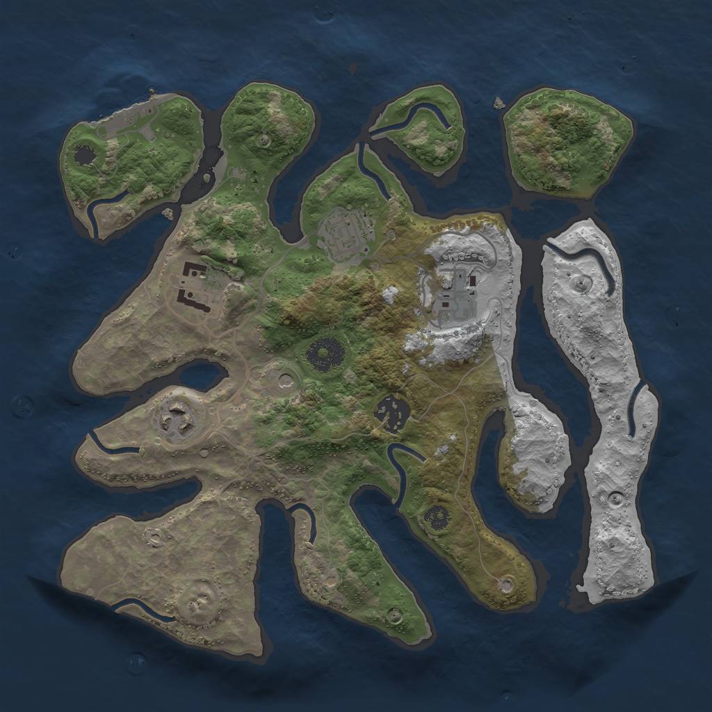 Rust Map: Procedural Map, Size: 3000, Seed: 4021, 9 Monuments