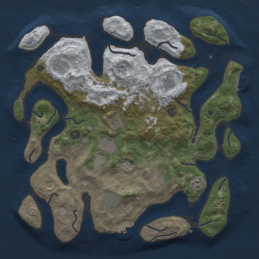 Rust Map: Procedural Map, Size: 4000, Seed: 627278973, 18 Monuments