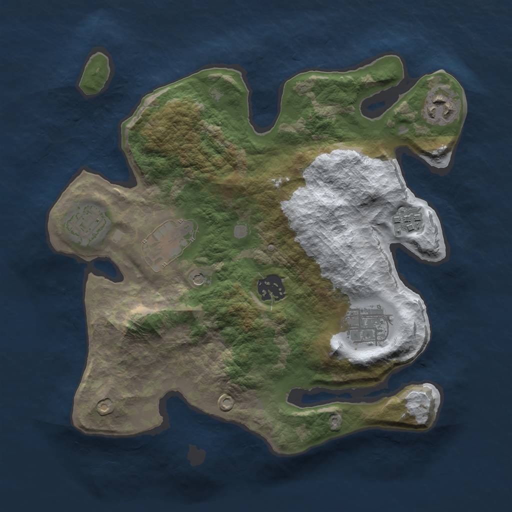 Rust Map: Barren, Size: 2800, Seed: 77779, 9 Monuments