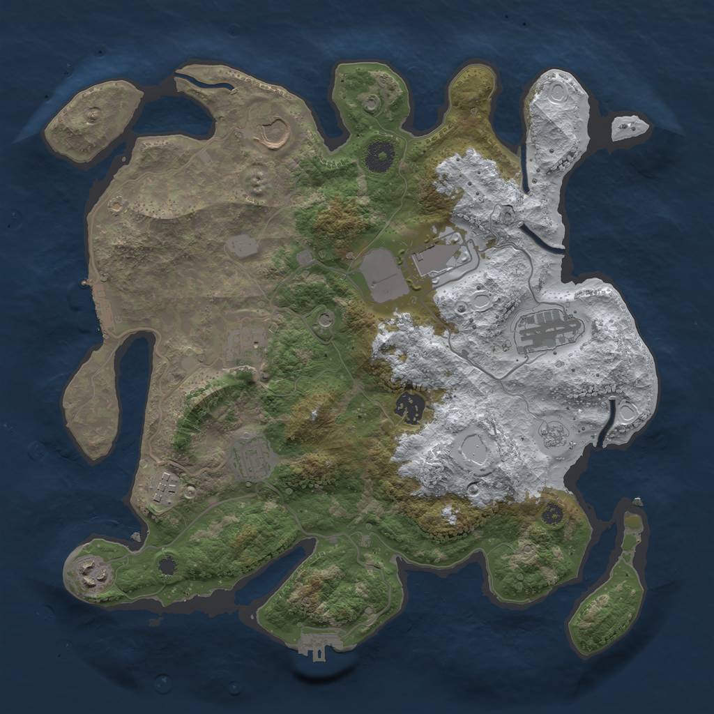 Rust Map: Procedural Map, Size: 3500, Seed: 380827966, 17 Monuments