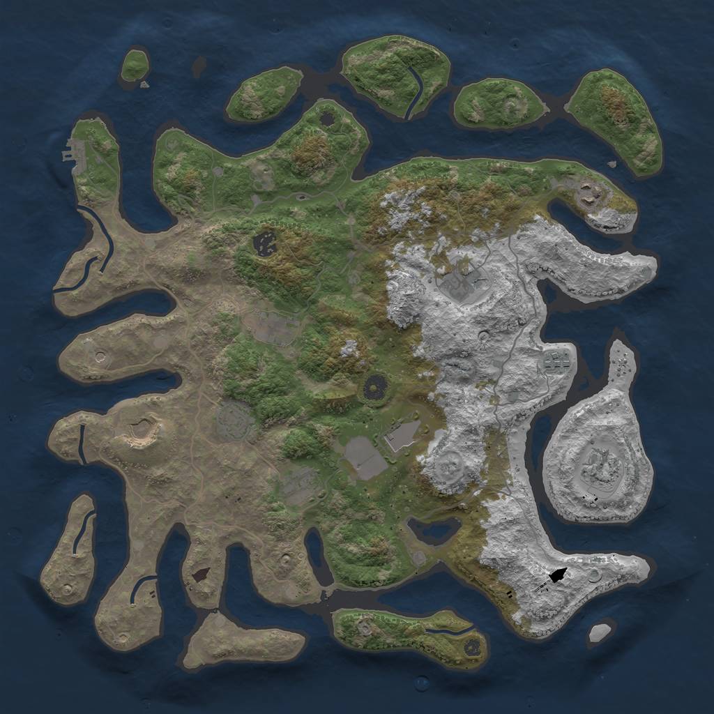 Rust Map: Procedural Map, Size: 4300, Seed: 988521573, 14 Monuments