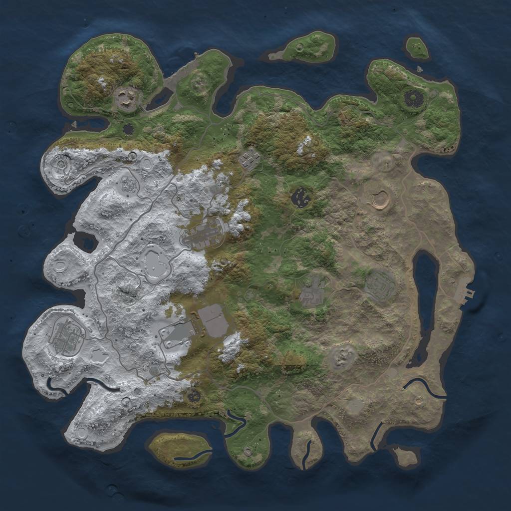 Rust Map: Procedural Map, Size: 4000, Seed: 1243, 18 Monuments