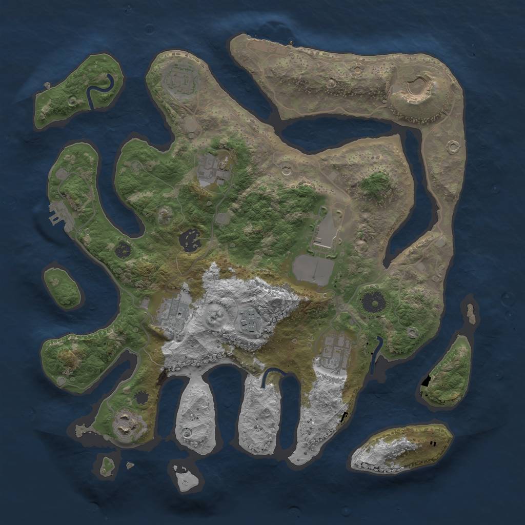 Rust Map: Procedural Map, Size: 3500, Seed: 412345, 14 Monuments