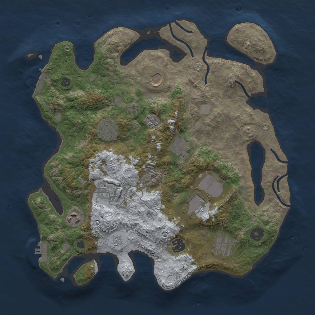 Rust Map: Procedural Map, Size: 3500, Seed: 692693, 18 Monuments