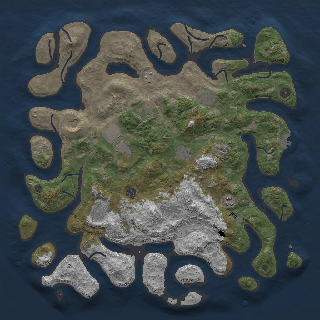 Rust Map: Procedural Map, Size: 4500, Seed: 356926, 14 Monuments