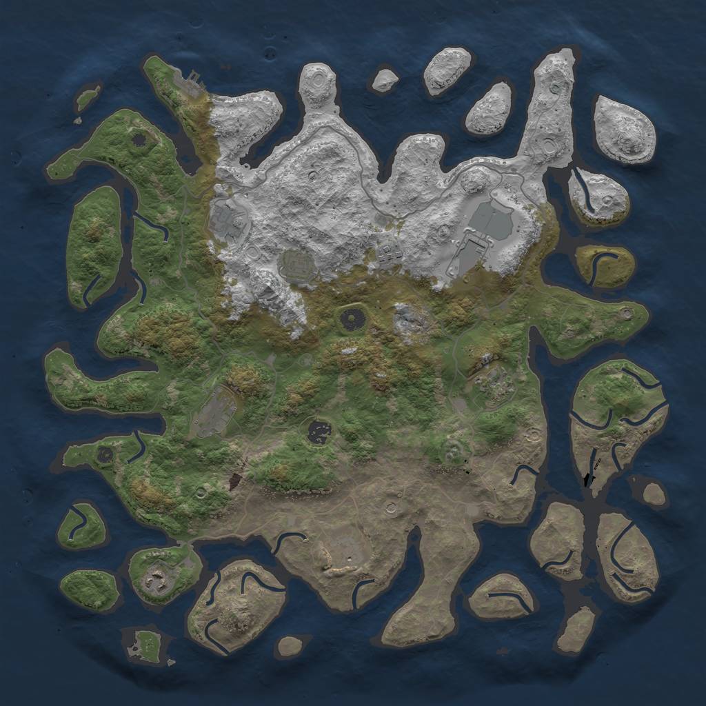 Rust Map: Procedural Map, Size: 4500, Seed: 923257, 19 Monuments