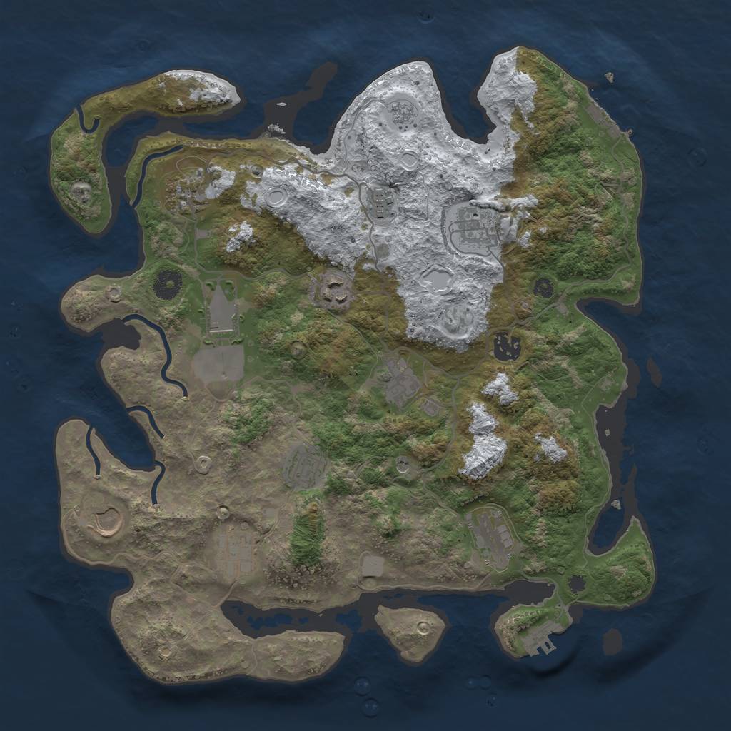 Rust Map: Procedural Map, Size: 3750, Seed: 1024185823, 20 Monuments