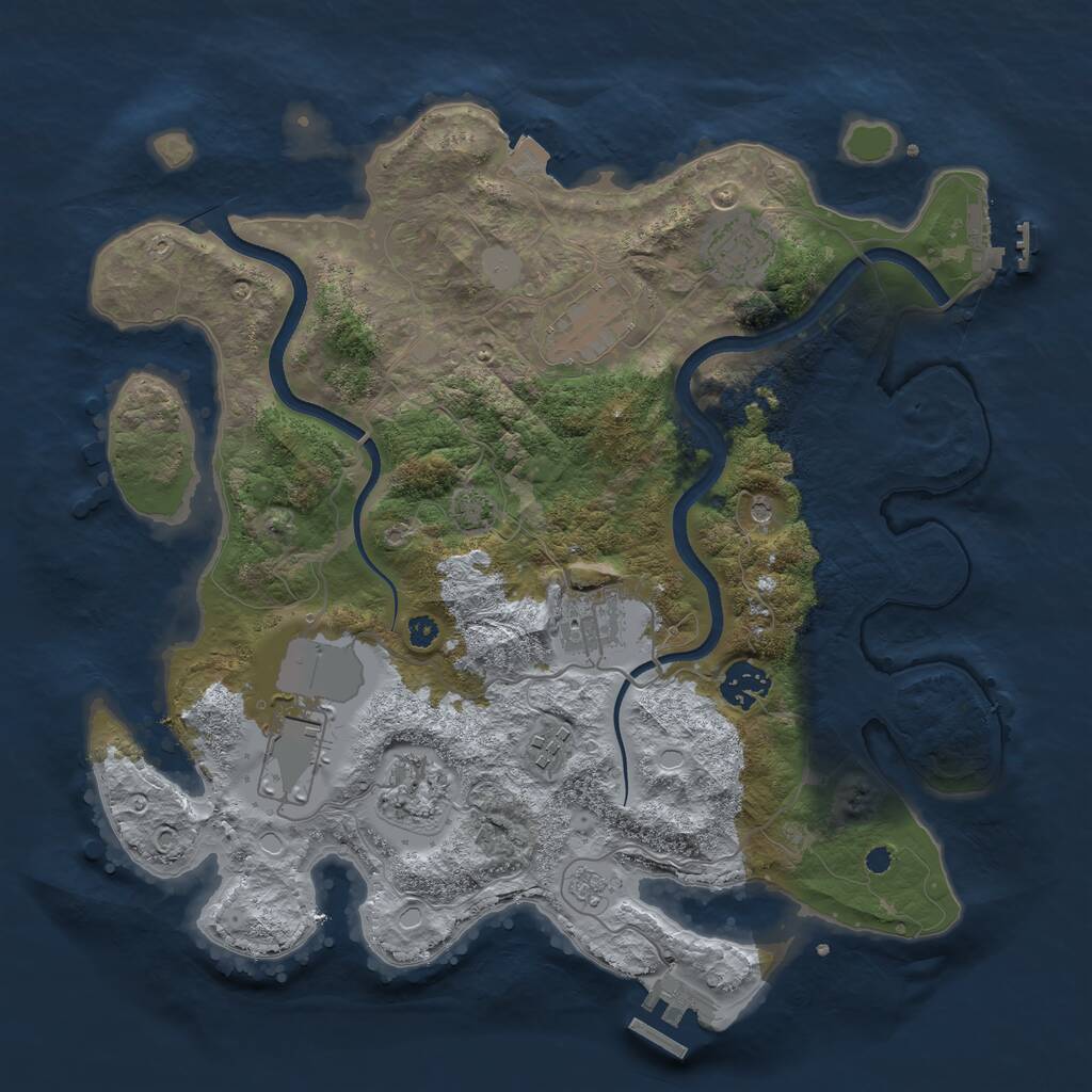 Rust Map: Procedural Map, Size: 3500, Seed: 288781, 13 Monuments