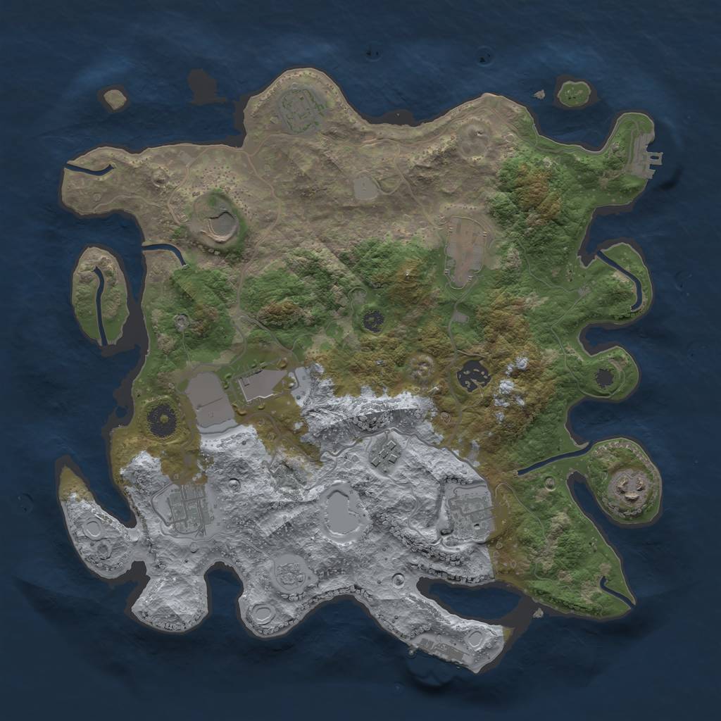 Rust Map: Procedural Map, Size: 3500, Seed: 288781, 17 Monuments