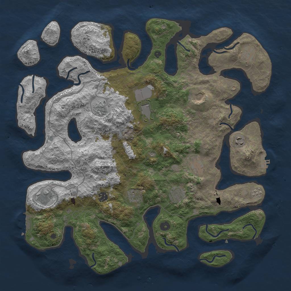 Rust Map: Procedural Map, Size: 4500, Seed: 260581930, 16 Monuments