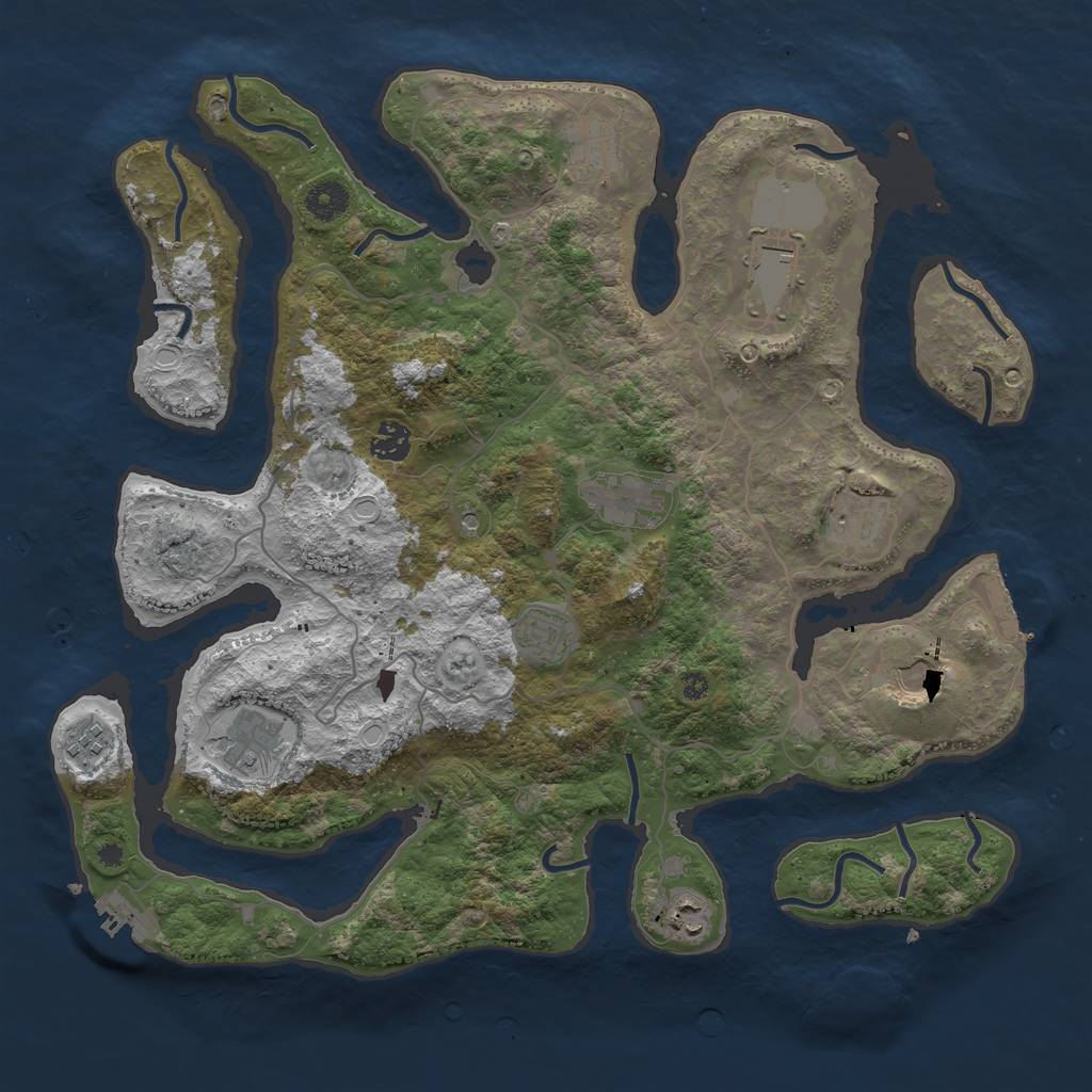 Rust Map: Procedural Map, Size: 4000, Seed: 764864813, 18 Monuments