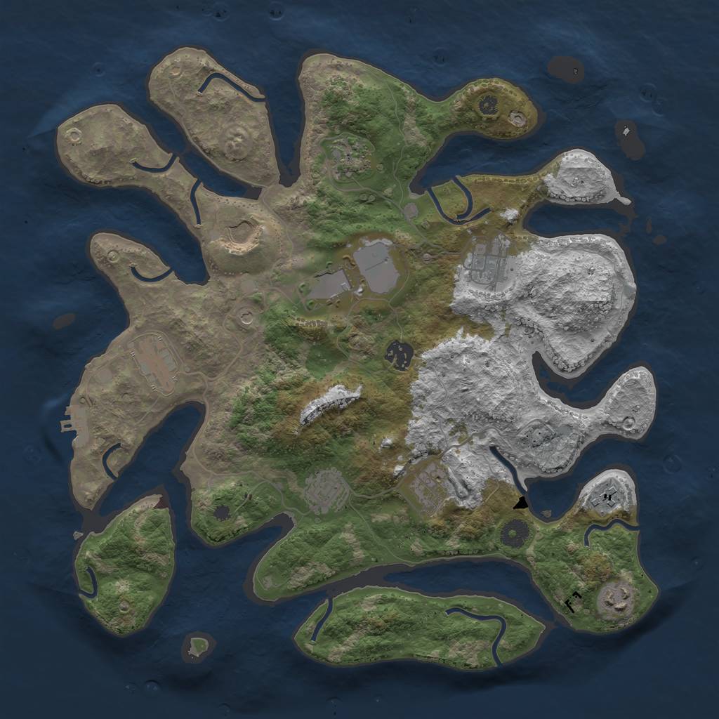 Rust Map: Procedural Map, Size: 3800, Seed: 418937868, 14 Monuments