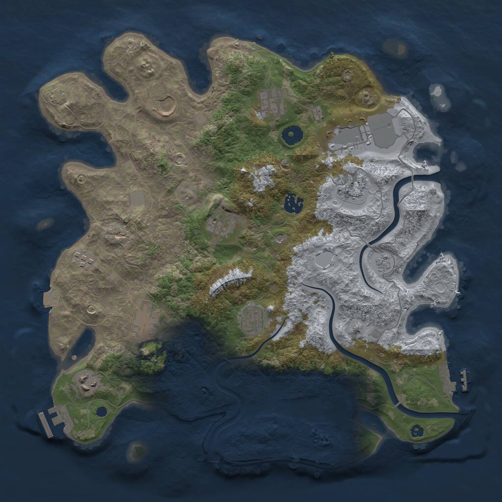 Rust Map: Procedural Map, Size: 3800, Seed: 418937868, 16 Monuments