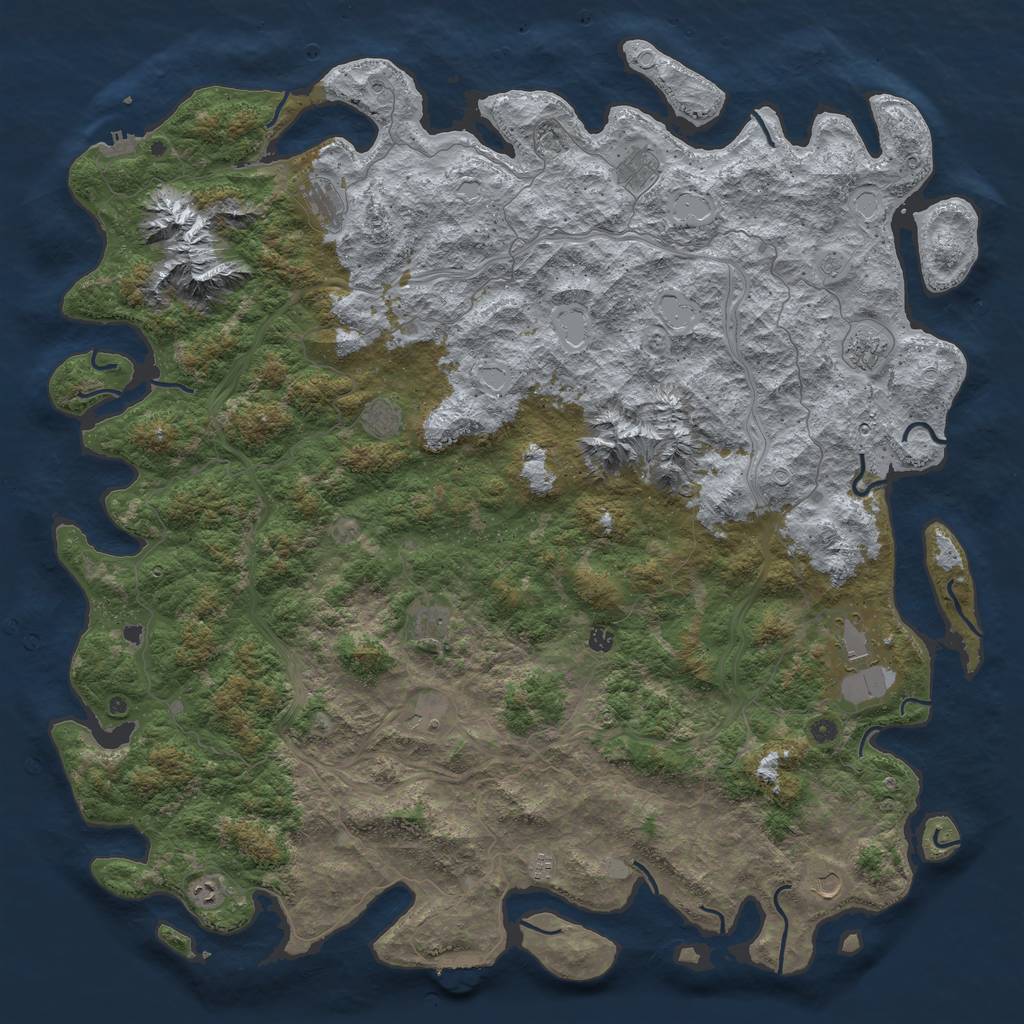 Rust Map: Procedural Map, Size: 6000, Seed: 1194854051, 18 Monuments