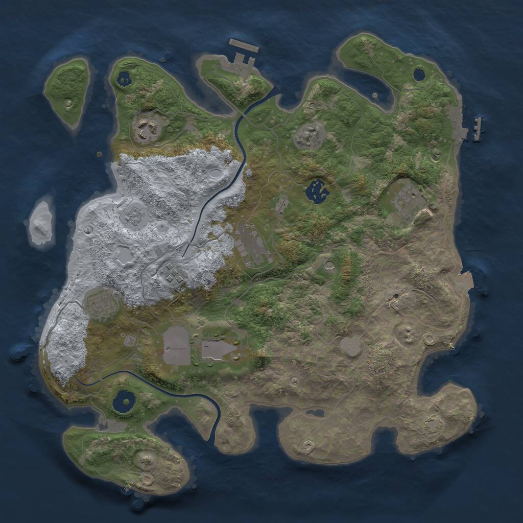 Rust Map: Procedural Map, Size: 3500, Seed: 683809, 13 Monuments