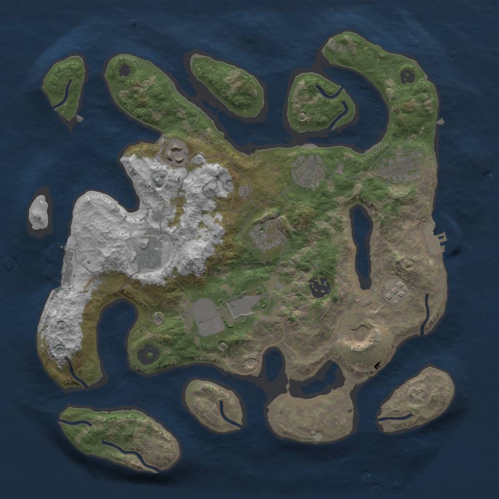 Rust Map: Procedural Map, Size: 3500, Seed: 683809, 14 Monuments