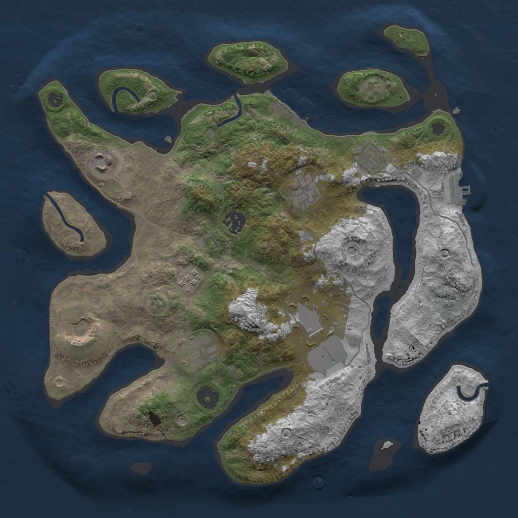 Rust Map: Procedural Map, Size: 3500, Seed: 754548, 13 Monuments