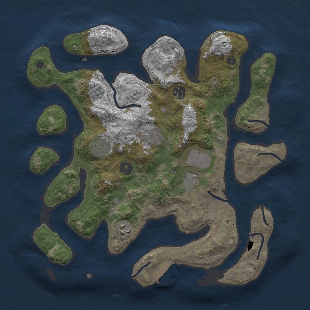 Rust Map: Procedural Map, Size: 3500, Seed: 274375, 10 Monuments