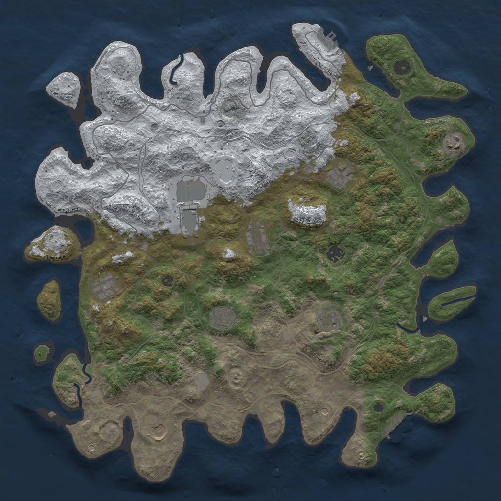 Rust Map: Procedural Map, Size: 4500, Seed: 863049, 19 Monuments