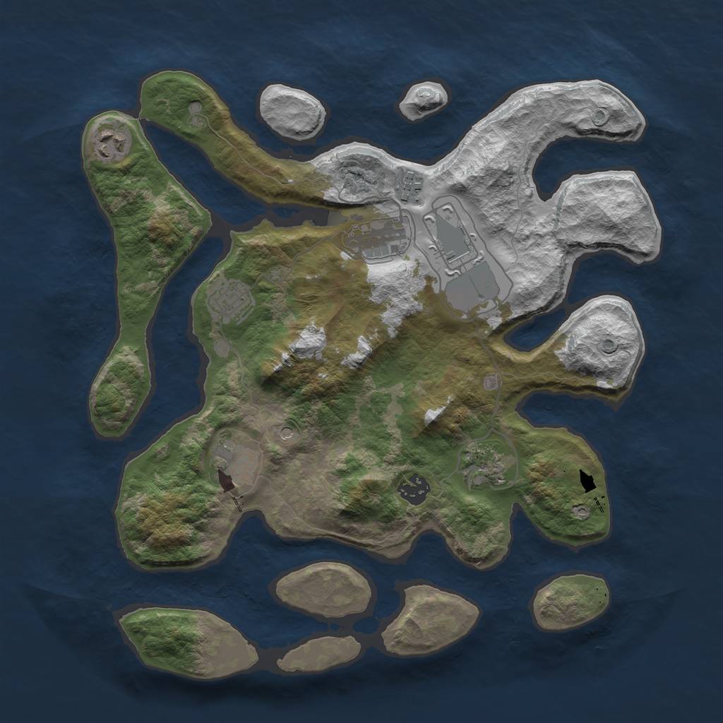 Rust Map: Barren, Size: 3600, Seed: 811, 11 Monuments