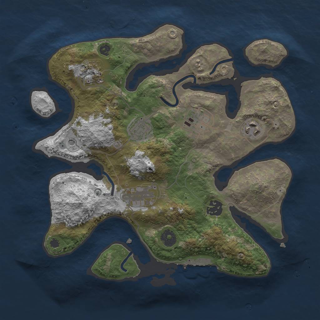 Rust Map: Procedural Map, Size: 3000, Seed: 54613, 10 Monuments