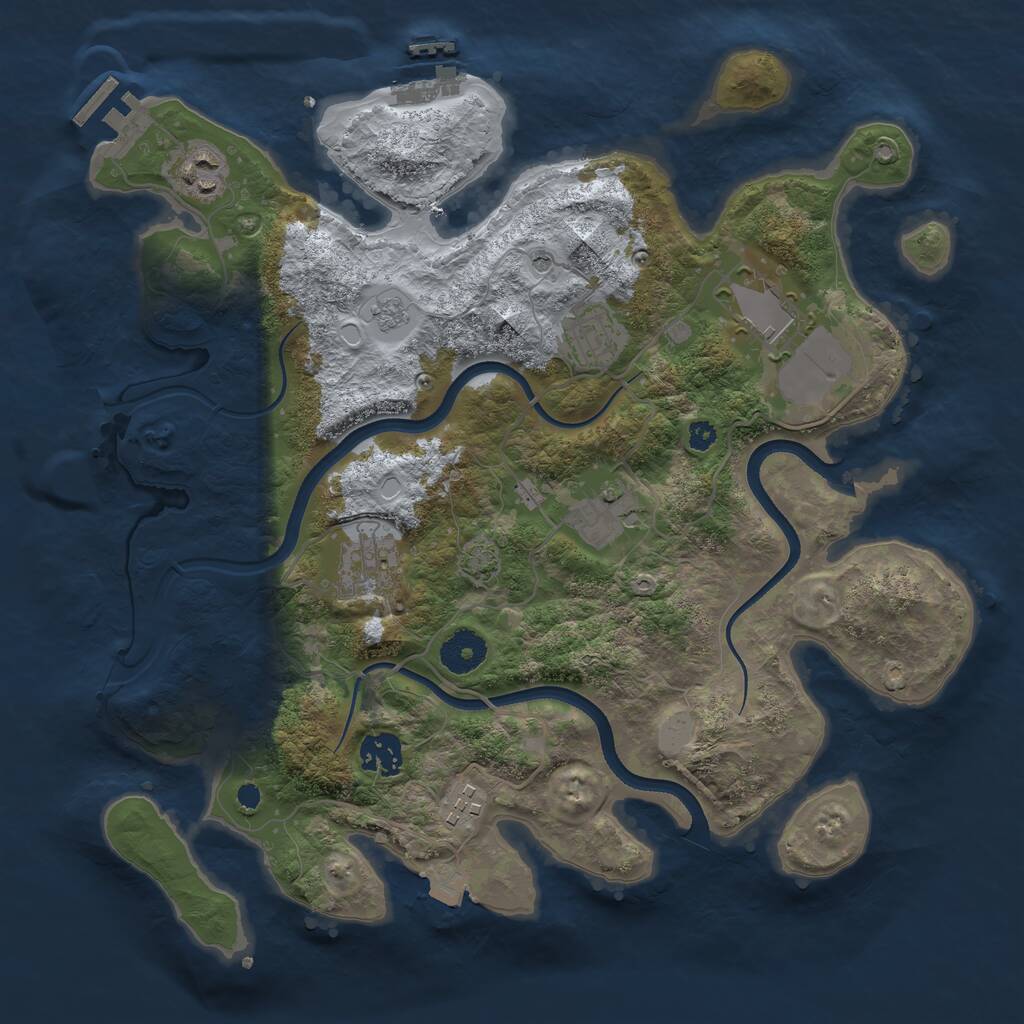 Rust Map: Procedural Map, Size: 3500, Seed: 624442, 13 Monuments
