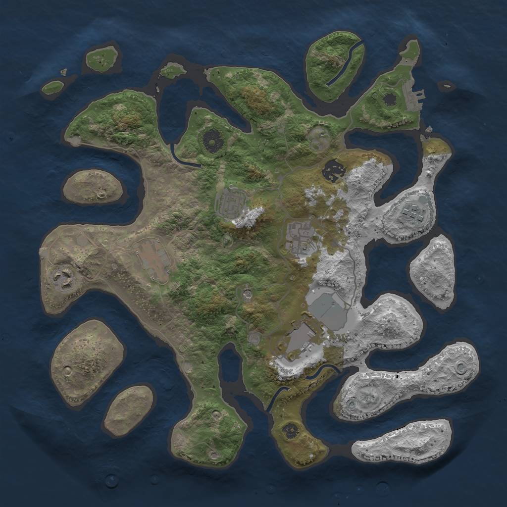 Rust Map: Procedural Map, Size: 3500, Seed: 421227, 11 Monuments