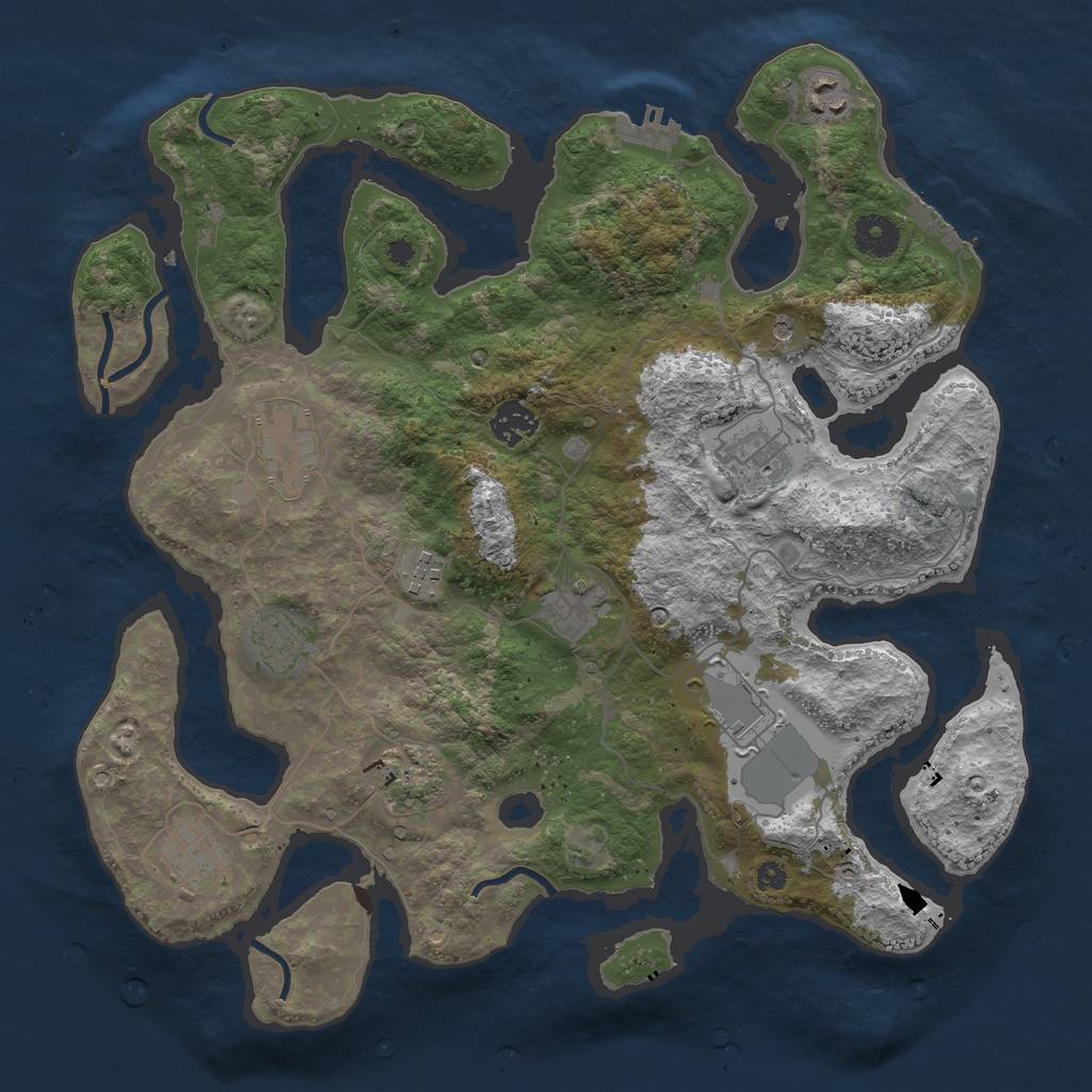 Rust Map: Procedural Map, Size: 3700, Seed: 45634523, 15 Monuments