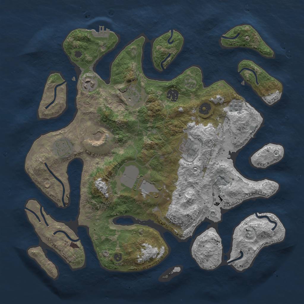 Rust Map: Procedural Map, Size: 3750, Seed: 406757652, 11 Monuments