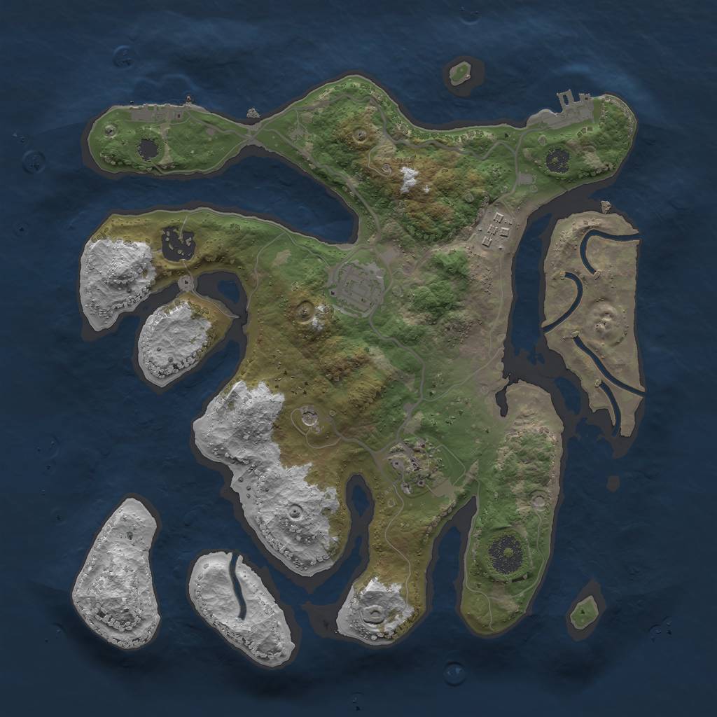 Rust Map: Procedural Map, Size: 3000, Seed: 1577280331, 9 Monuments