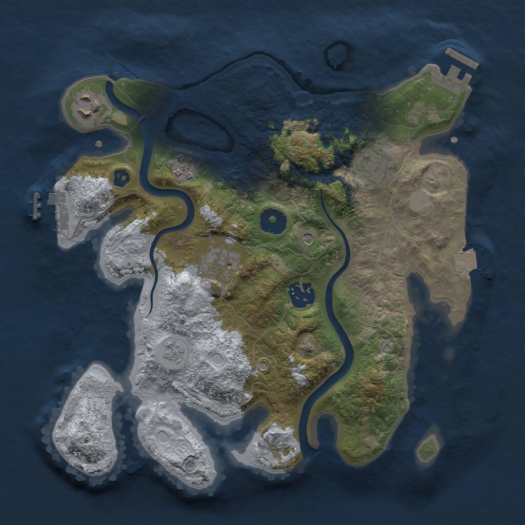 Rust Map: Procedural Map, Size: 3000, Seed: 1577280331, 10 Monuments