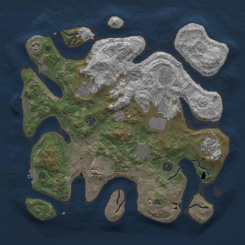 Rust Map: Procedural Map, Size: 3750, Seed: 192186337, 14 Monuments