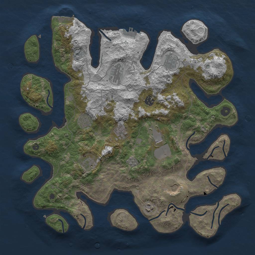 Rust Map: Procedural Map, Size: 4000, Seed: 73496, 18 Monuments