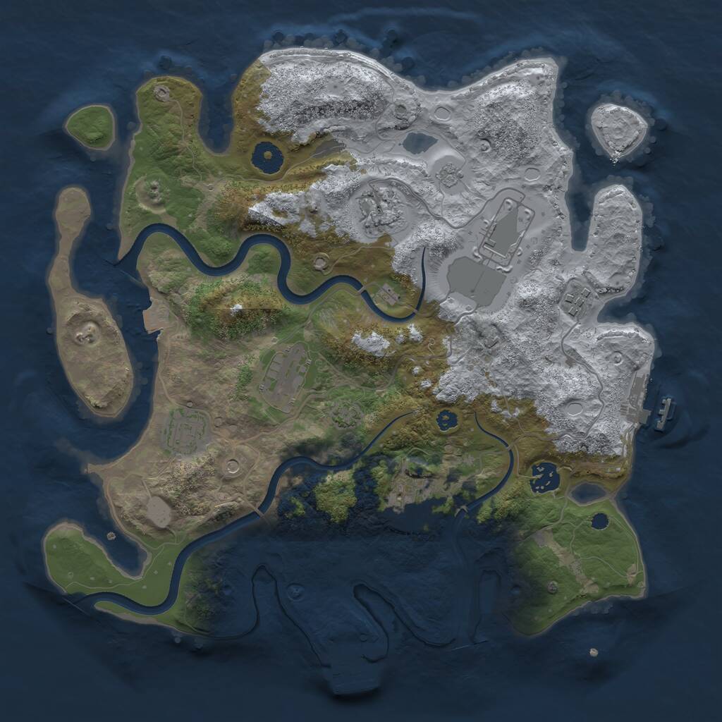 Rust Map: Procedural Map, Size: 3500, Seed: 1578586857, 13 Monuments