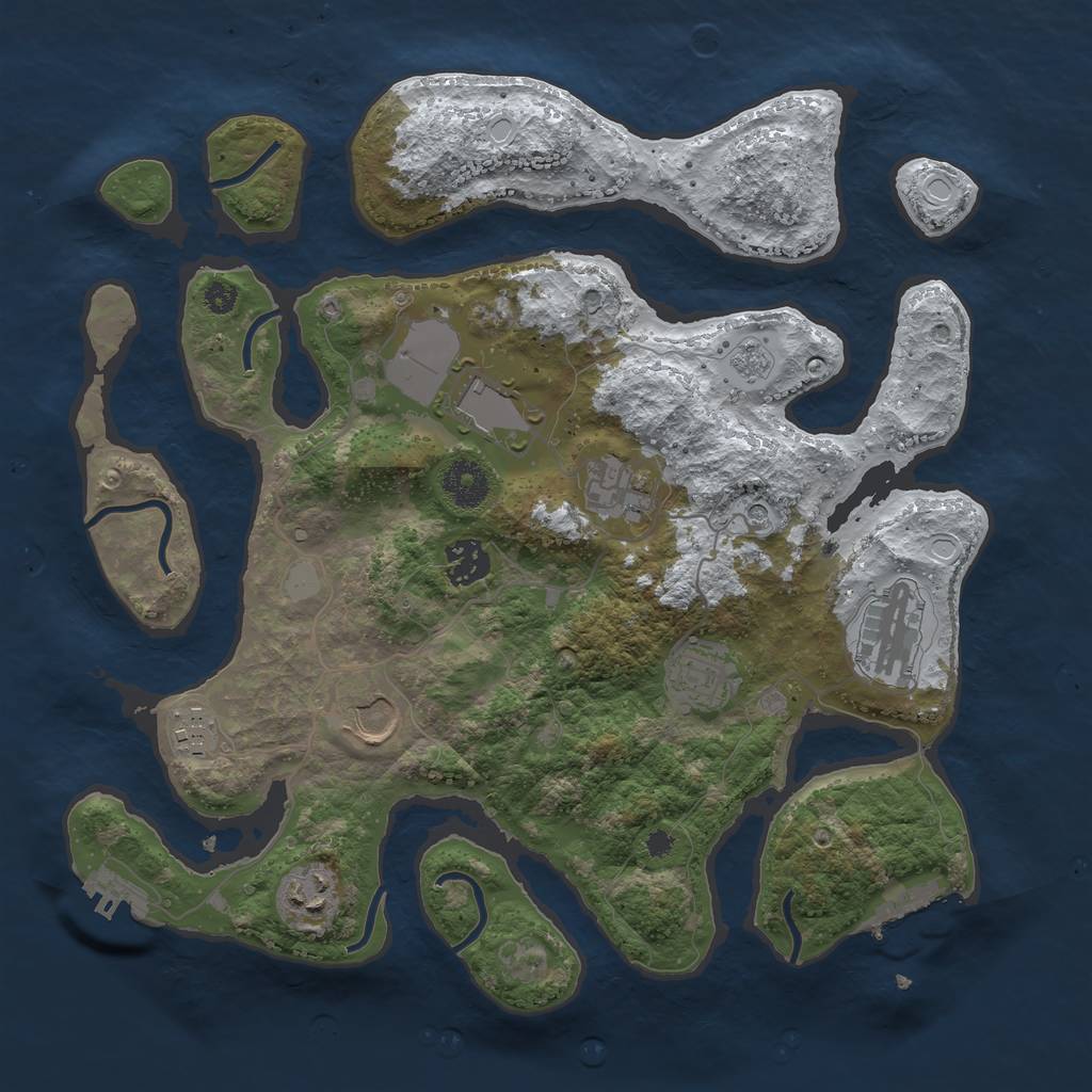 Rust Map: Procedural Map, Size: 3500, Seed: 1578586857, 17 Monuments