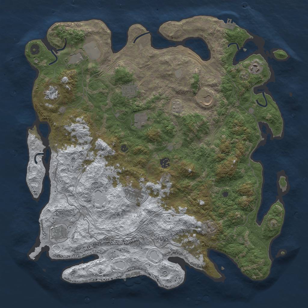Rust Map: Procedural Map, Size: 4500, Seed: 841530, 19 Monuments