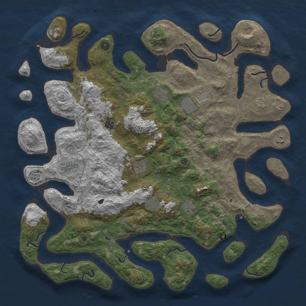 Rust Map: Procedural Map, Size: 5000, Seed: 2034763, 14 Monuments