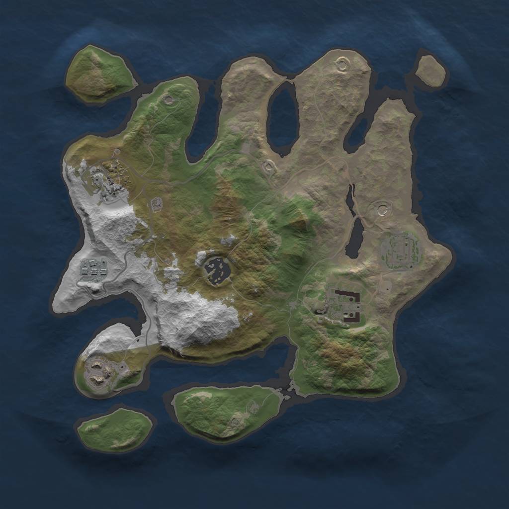 Rust Map: Barren, Size: 3000, Seed: 51, 9 Monuments