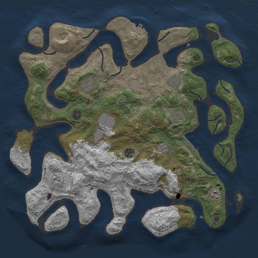 Rust Map: Procedural Map, Size: 4100, Seed: 615744339, 15 Monuments