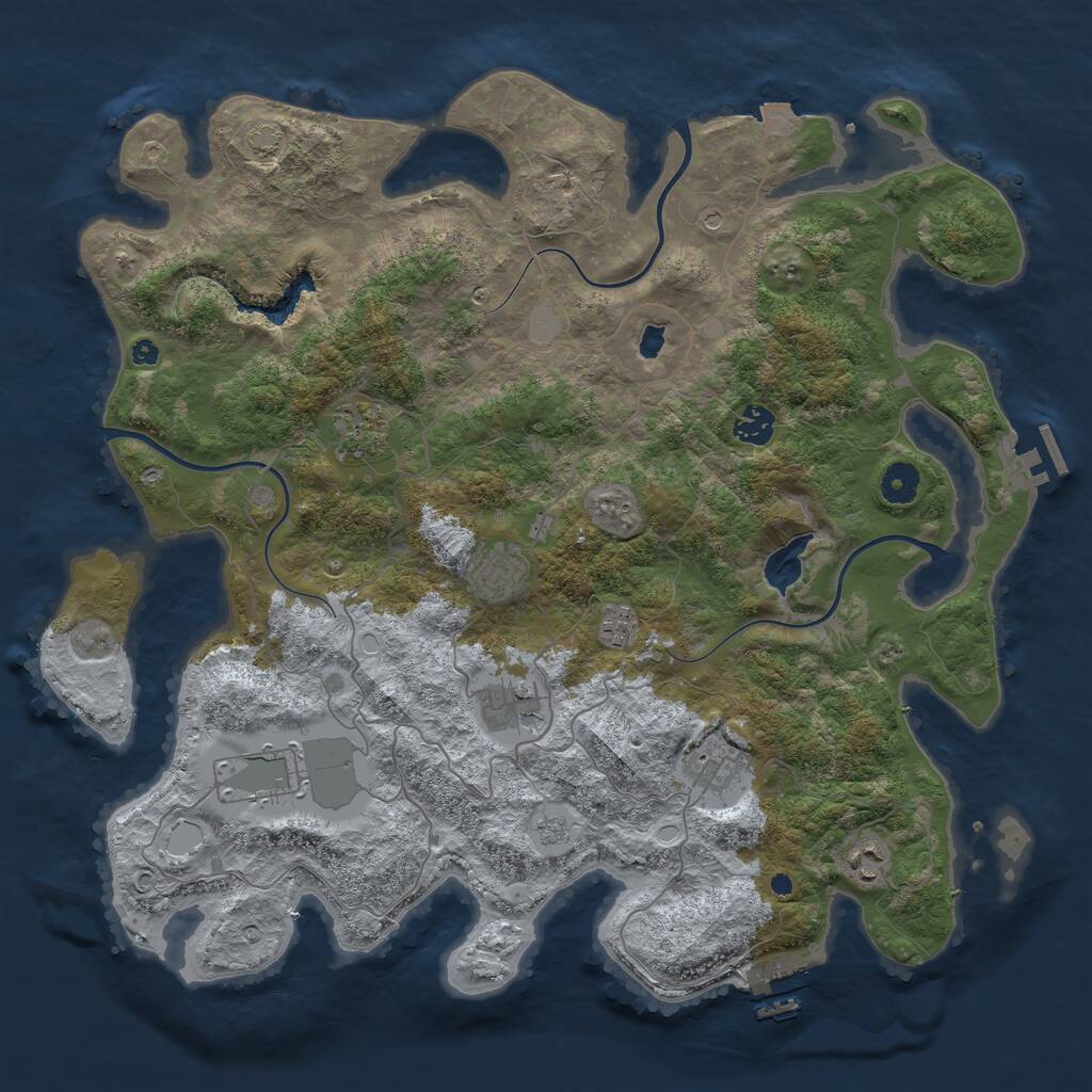 Rust Map: Procedural Map, Size: 4100, Seed: 615744339, 14 Monuments