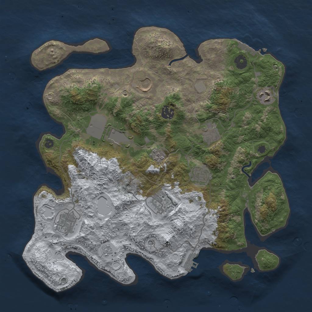 Rust Map: Procedural Map, Size: 3500, Seed: 414322685, 18 Monuments