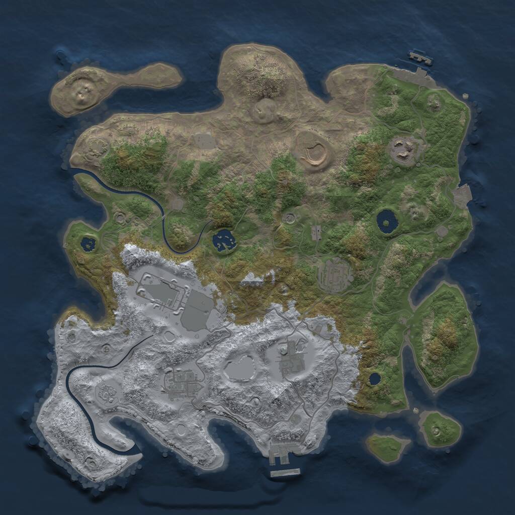 Rust Map: Procedural Map, Size: 3500, Seed: 414322685, 13 Monuments