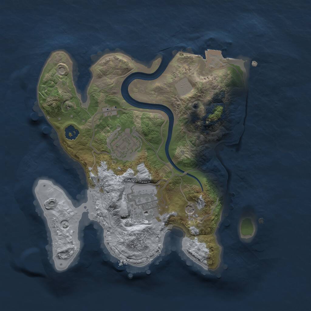 Rust Map: Procedural Map, Size: 2200, Seed: 3, 4 Monuments