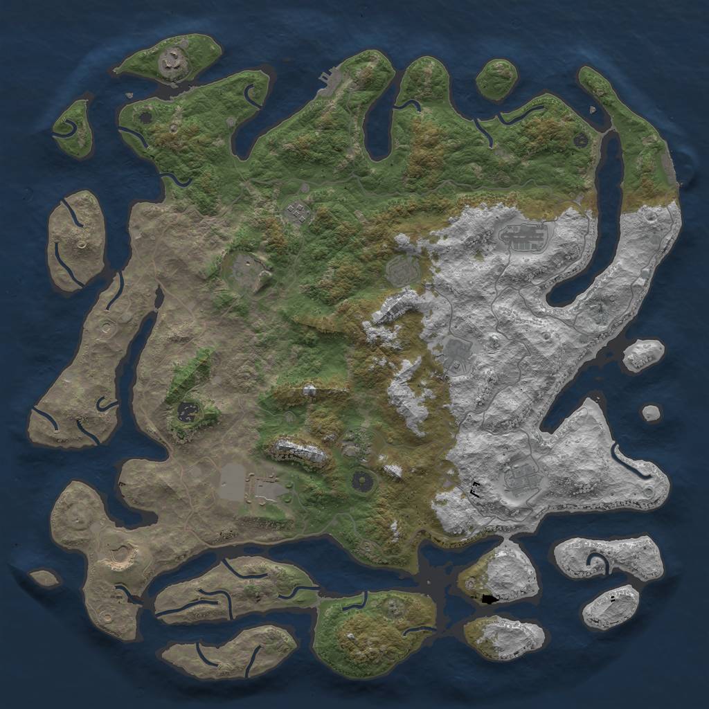 Rust Map: Procedural Map, Size: 5000, Seed: 983340113, 16 Monuments