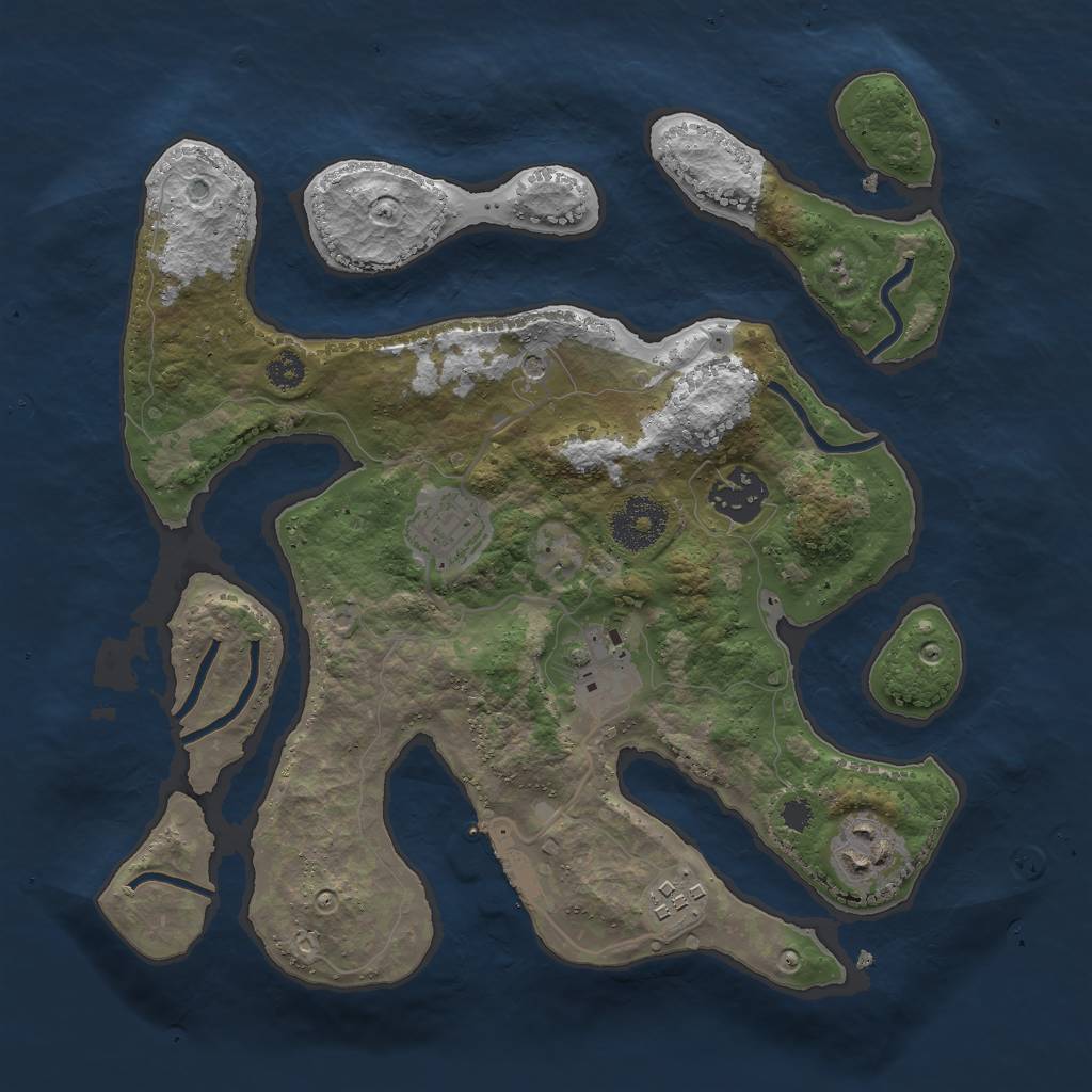 Rust Map: Procedural Map, Size: 3000, Seed: 1499346103, 9 Monuments