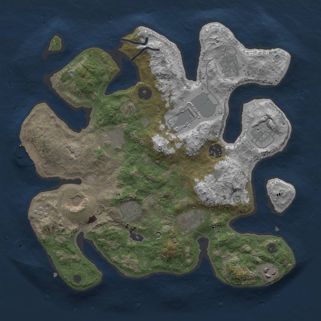 Rust Map: Procedural Map, Size: 3500, Seed: 891754774, 14 Monuments