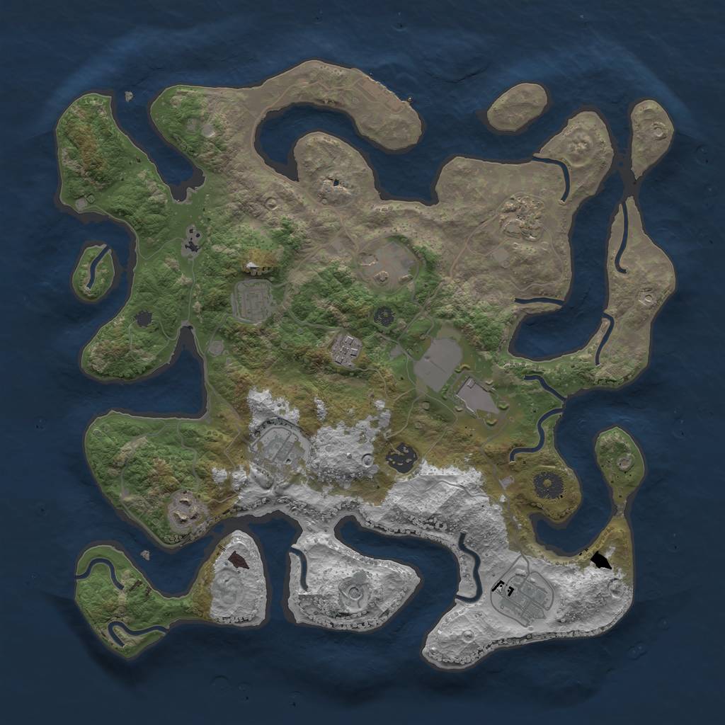 Rust Map: Procedural Map, Size: 3750, Seed: 22827, 13 Monuments